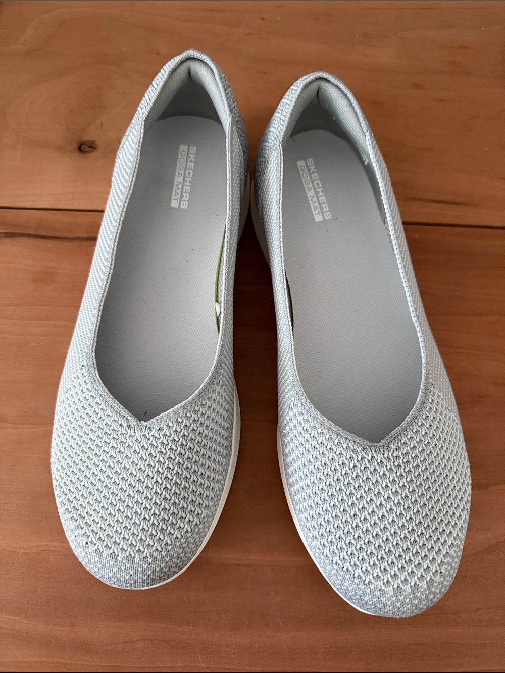 Skechers Light Grey Knit Slip-On Flats